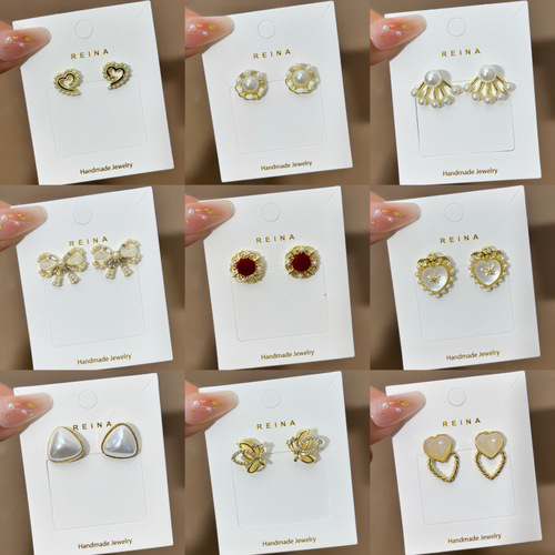 Korean version S925 fashionable earrings, temperament, versatile bow earrings, simple and high-end pearl earrings, earrings wholesale