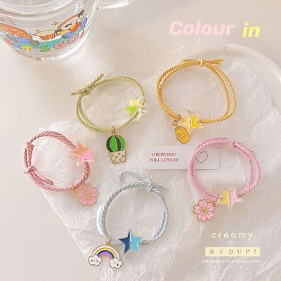 ins starry sky Hairpin bow Korean Edition Silk ribbon double-deck Hair tie rubber string Tousheng three-dimensional decorate Hairdressing wholesale