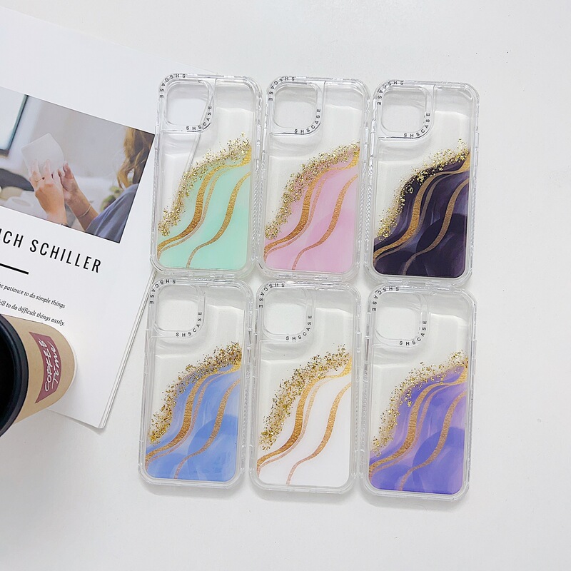 New cross-border SHS for Samsung A35 gold sand epoxy Apple 15 protective case quicksand painted Y36 phone case