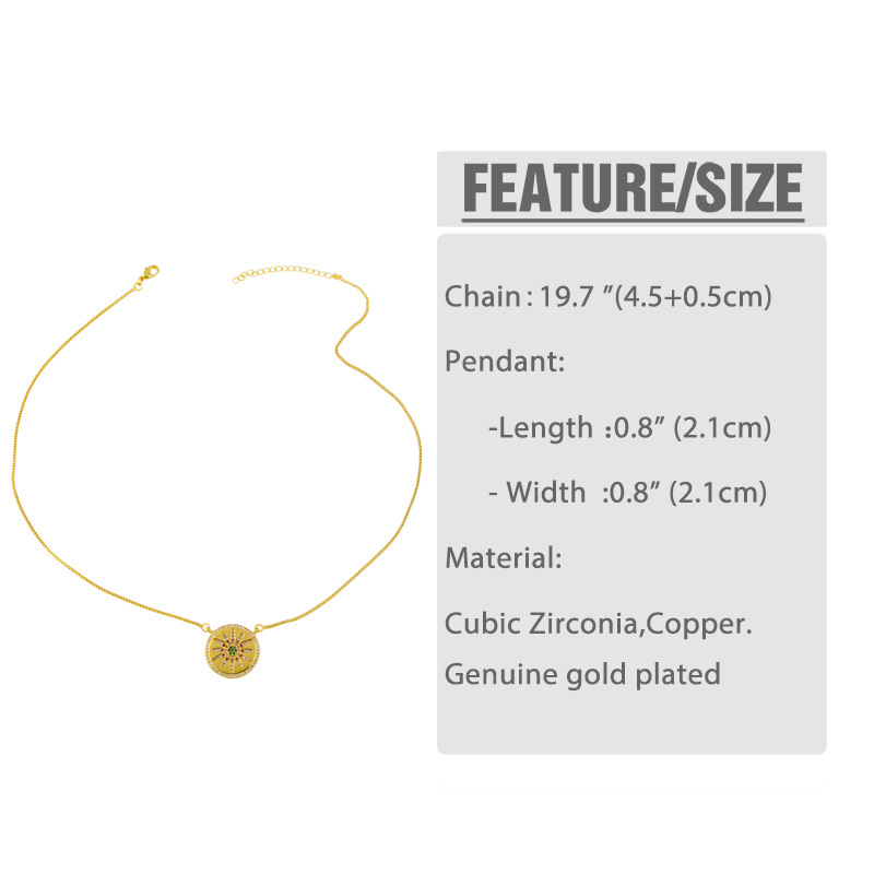 Micro-inlaid colored zircon Sunflower round necklace