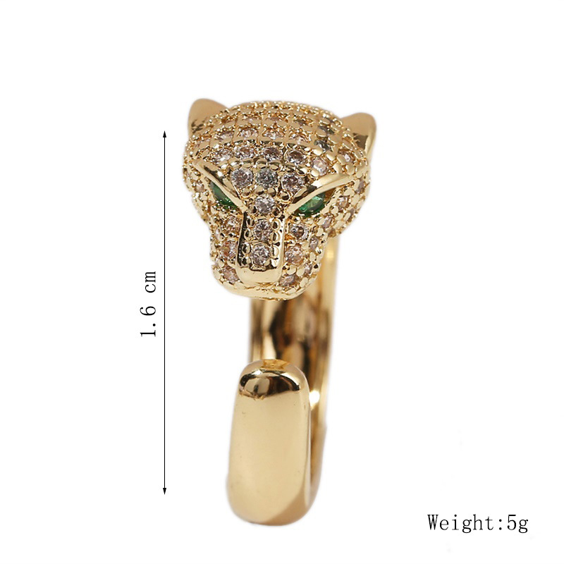 Korean Simple Copper Inlaid Zirconium Leopard Open Ring Wholesale Nihaojewelry display picture 1