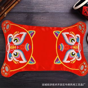 Infant and Toddler Embroidered Lion Pillow Baby Fabric Buckwheat Shell Filled Pillowcase Festive Kidsren's Supplies Auspicious Beast Tiger