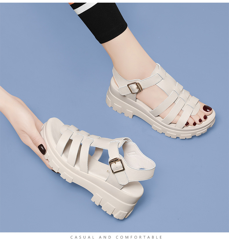 Sandal thể thao nữ đế xuồng đục lỗ mùa hè 2024 — 12077 màu đen, Màu be 12077 chi tiết 14