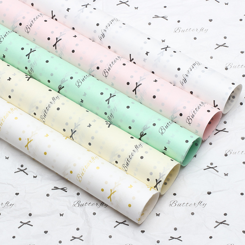 花熙爱心蝴蝶结雪梨纸鲜花包装纸内衬褶皱纸花束包装纸花店材料