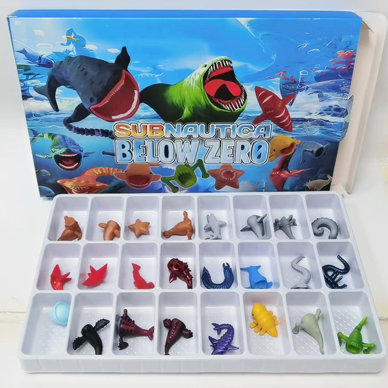 Cross-Border New Product: 24-Piece Complete Set of Deep Sea Trek Action Figures, Wooden Stick Sea-Eater Maya, Giant Beast Blue Ornaments