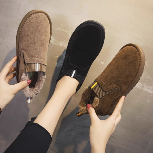 Snow boots women's short boots 2024 winter new Korean version of all-match non-slip pedal fleece-lined thick-soled student shoes