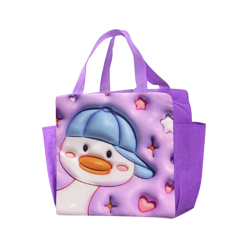 Bolsa de lonchera de dibujos animados con patrón tridimensional 3D bolsa de aislamiento grueso portátil con almuerzo bolsa de almuerzo para el trabajo y la escuela bolsa de almuerzo explosión