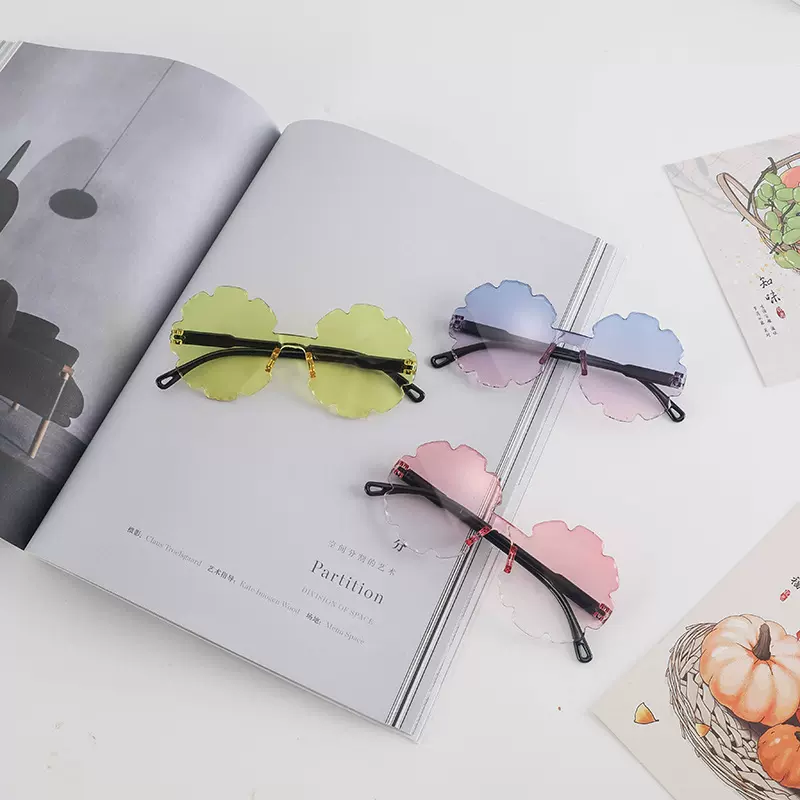 跨境新款不规则花朵儿童太阳镜ins潮流百搭个性墨镜男女宝宝眼镜