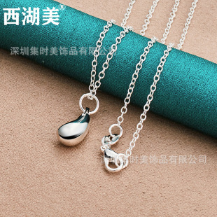 West Lake American Silver Jewelry Water Drop Pendant Necklace Thin Chain Snake Chain Jewelry