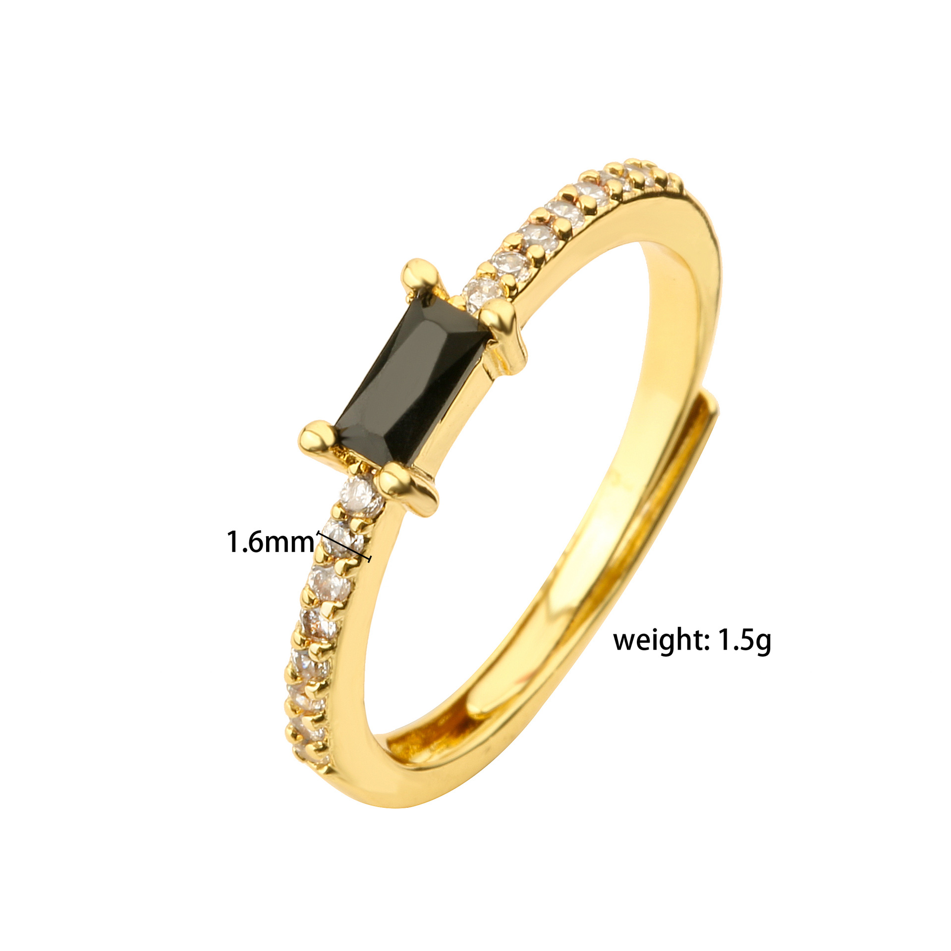 Ig Style Rectangle Copper Plating Inlay Zircon Open Ring display picture 7