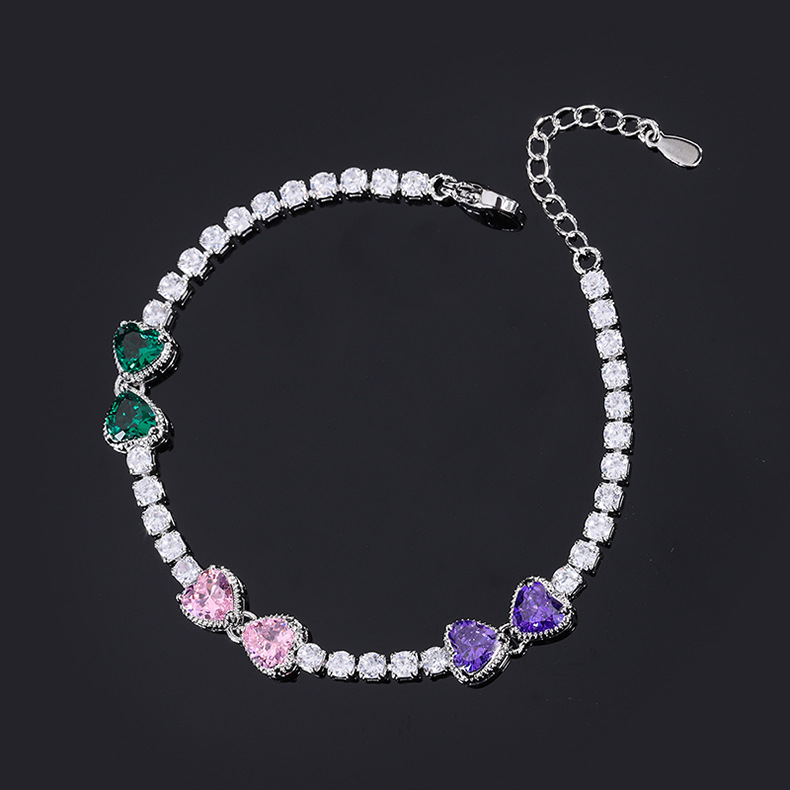 Fashion Oval Heart Shape Brass Inlay Zircon Bracelets 1 Piece