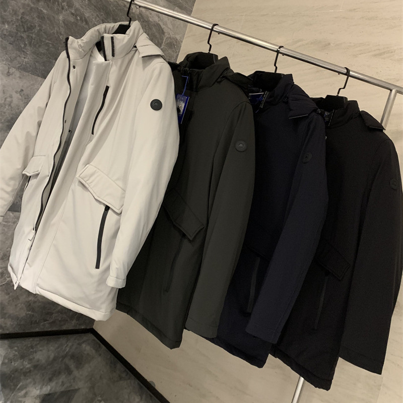 Unique European Style! Built-in Thermometer! Thick Warm Workwear Parka with Hood for Autumn and Winter Outdoor Use