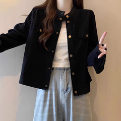 大きいサイズの太ったmmアメリカ式立襟ジャケット女性春秋2025新型工装風正肩ショートコート