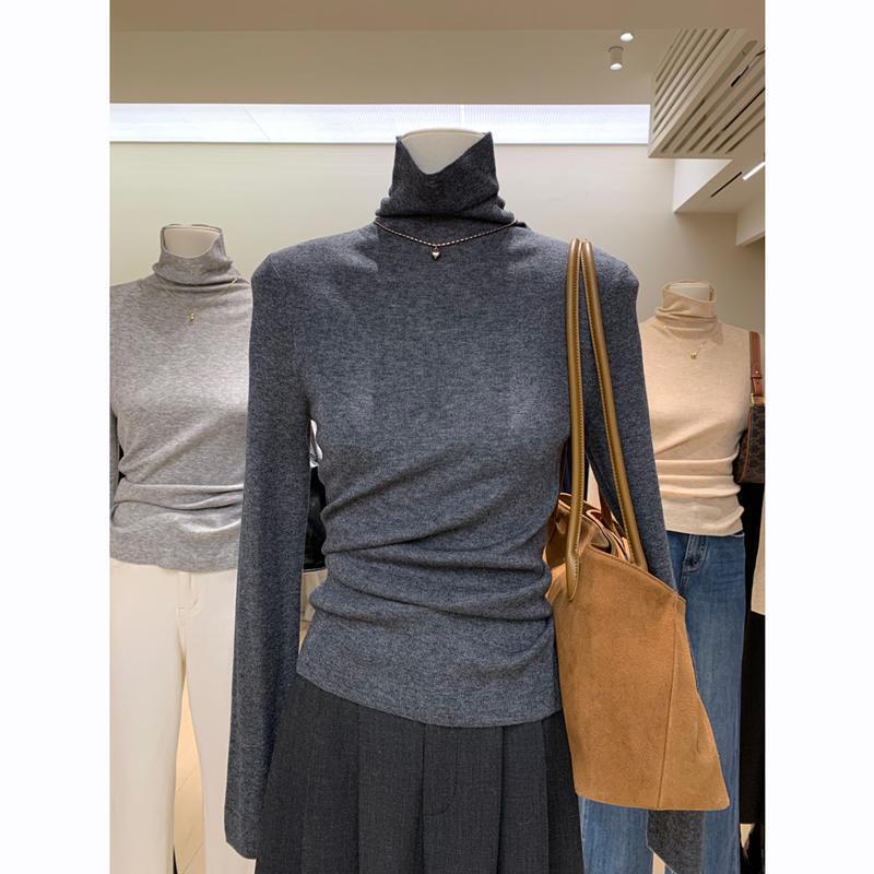 Quality New 33 Wool Warm Turtleneck Base Shirt Autumn and Winter Inner High Elastic Slim-fit Slimming Multi-color Thin Sweater for Women