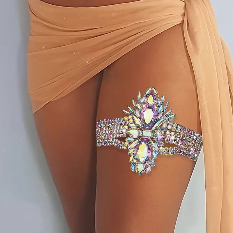 Aliexpress New Product Colorful Diamond Leg Chain Flash Geometric Body Chain Women's Nightclub Party Jewelry Body Chain