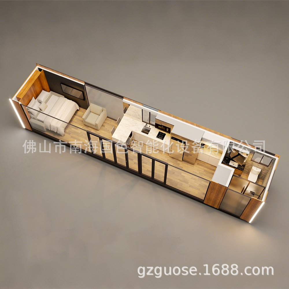 Casa modular con decoración de acero ligero Villa integrada Contenedor de tablero móvil Contenedor de caja residencial Contenedor de techo plano