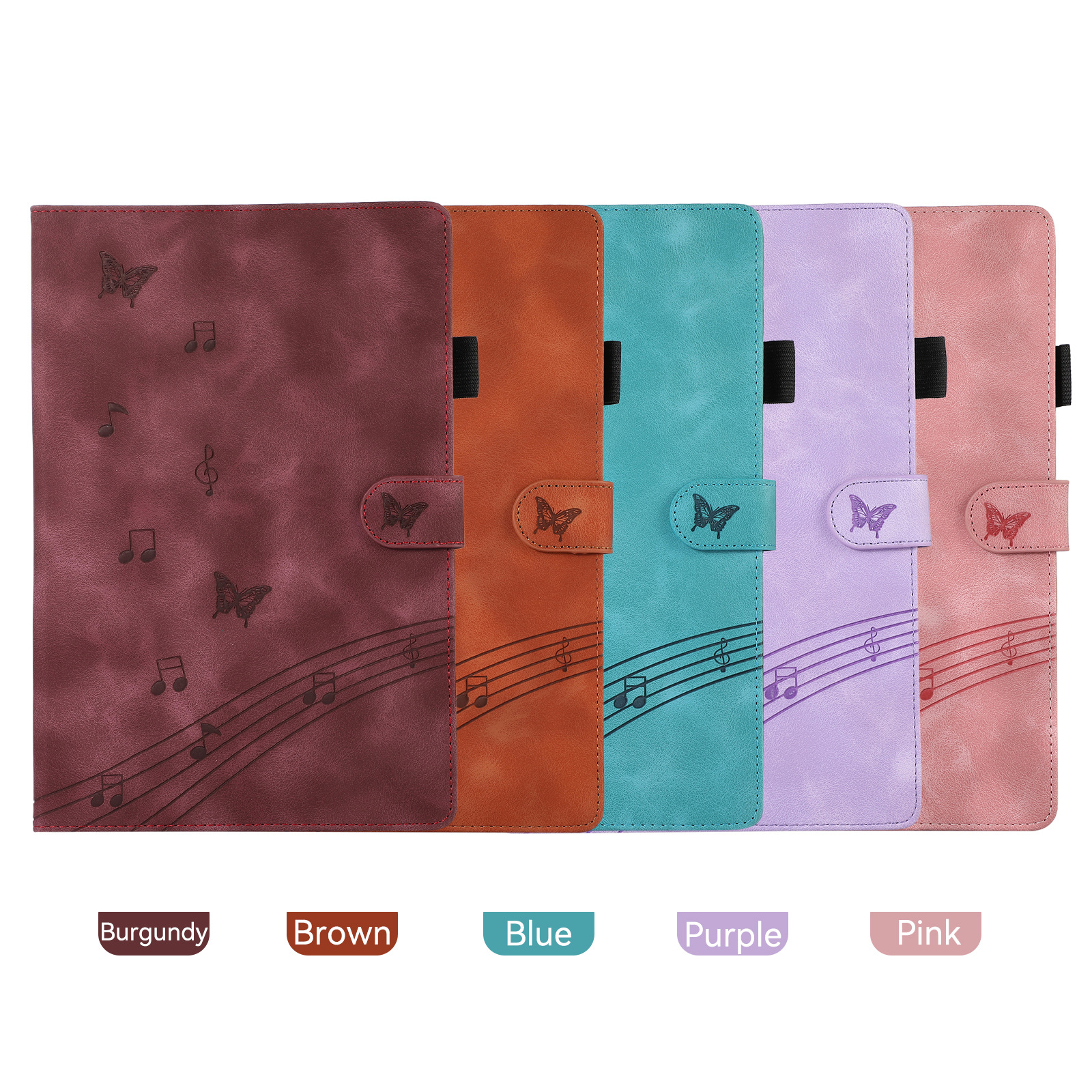 适用于ipad Pro平板皮套三星Tab S8五线谱蝴蝶压花插卡支架保护套