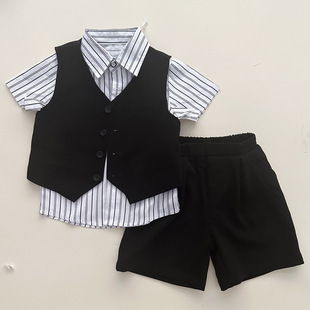 Children's Suits, British Vests, Wide-Legged Suits for Small and Medium-Sized Kidsren, Class Photography Clothes, Kindergarten Activity Performance Clothes
