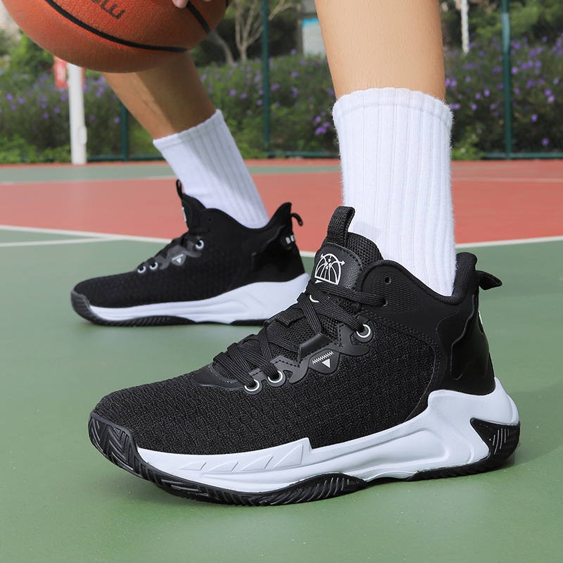 Men's New Mid-Top Breathable Mesh Practical Basketball Shoes, High-Quality, Comfortable, Thick-Soled, Shock-Absorbing, Sports and Casual Trendy Shoes