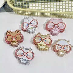 卡通眼镜动物pp夹ins可爱便签夹高颜值双面夹亚克力试卷夹封口夹