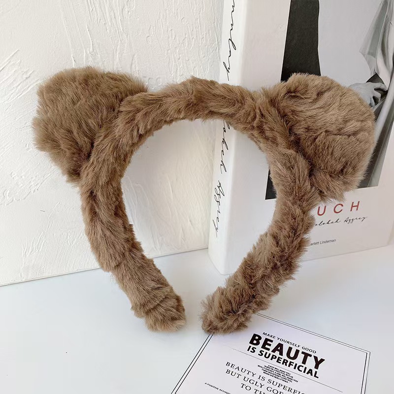 Linda diadema de oso de amor tridimensional, diadema de felpa de dibujos animados de celebridades de Internet, diadema de lavado de cara, accesorios para el cabello de todo fósforo de celebridades de Internet al por mayor