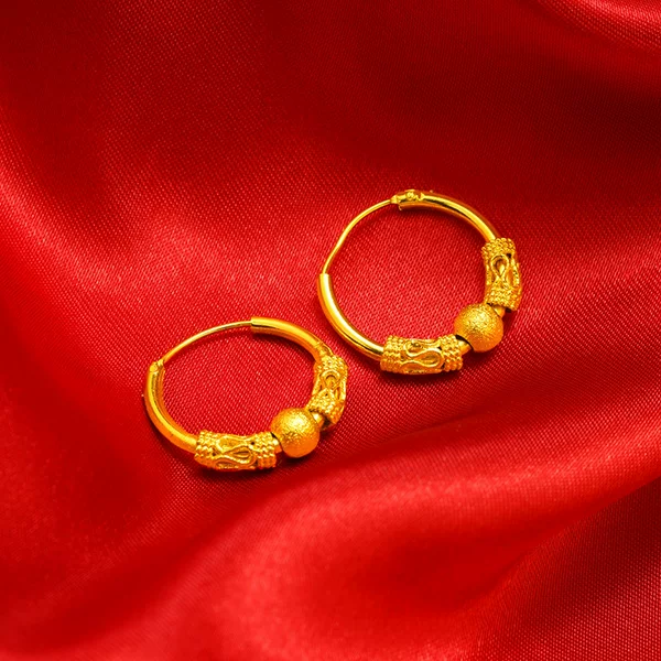 Xiaohongshu Style Retro Transfer Bead Earrings Women's Earrings Gold-Plated Hoop Earrings Women's Wholesale Frosted Earrings Jewelry