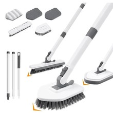 跨境电商一杆多头地刷浴室瓷砖厕所卫生间两用三角硬毛地刷清洁刷