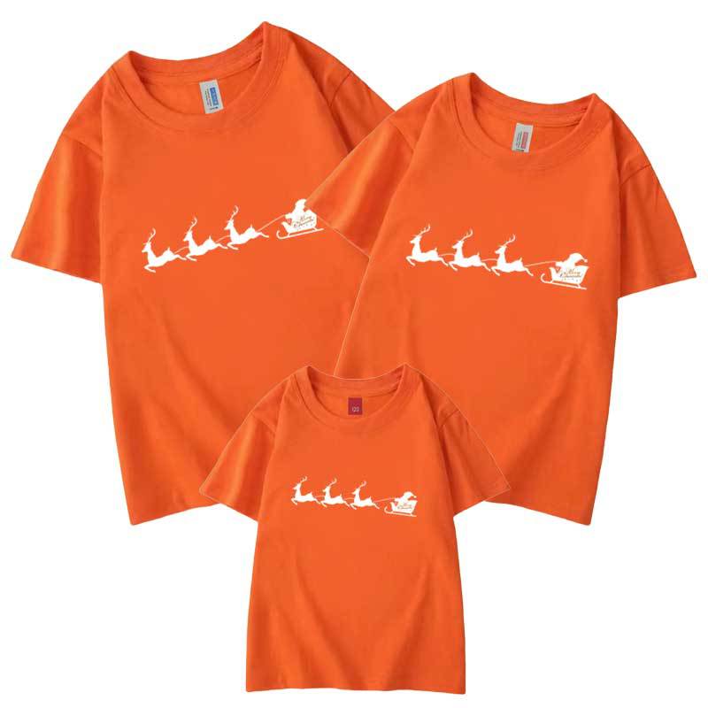 Nueva camiseta de media manga de algodón para padres e hijos de verano 2022 Navidad cabeza de alce Año Nuevo Feliz Navidad Año Nuevo ropa