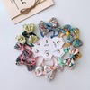 Children's hair accessory, cloth, hair rope with bow, Korean style, floral print