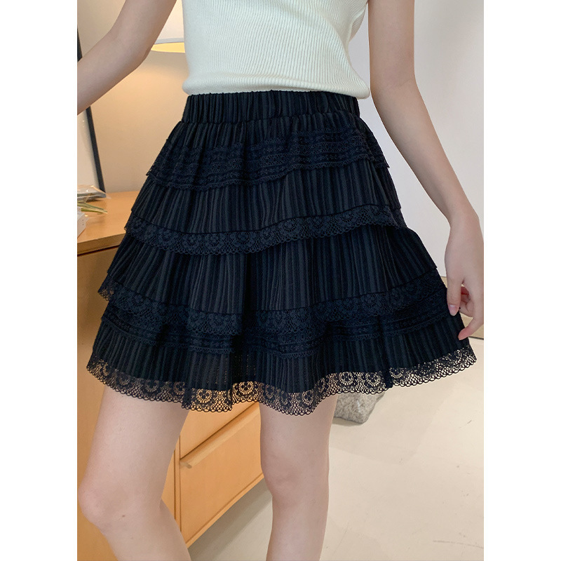 [Non-Returnable and Non-Exchangeable] the Heroine Wears Miu Cake Skirt Korean Style Skirt Women's A-Line Elastic Waist Skirt 0370