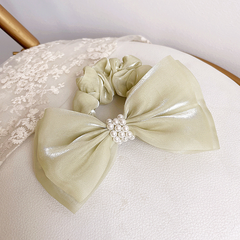 Korean Pearlescent Fabric Pearl Bow Knot Head Rope display picture 7