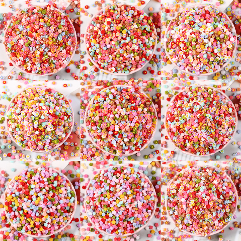 Foreign trade hot selling resin flower 6mm Mini pastoral fresh diy nail art embellishment material mobile phone shell decoration accessories