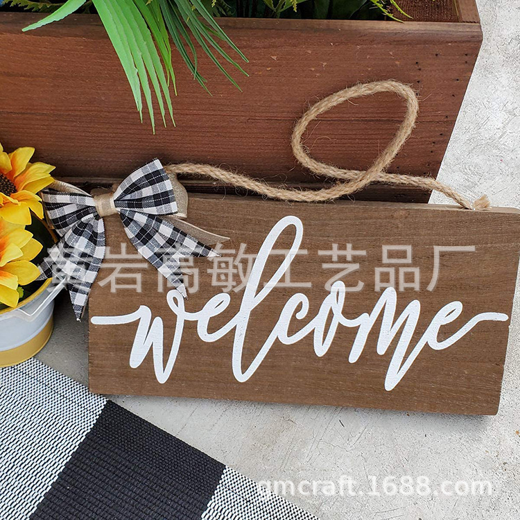 Welcome House Signs for Front Door Rustic Wood Hanging Sign Farmhouse Porch Hanging Sign Decoration