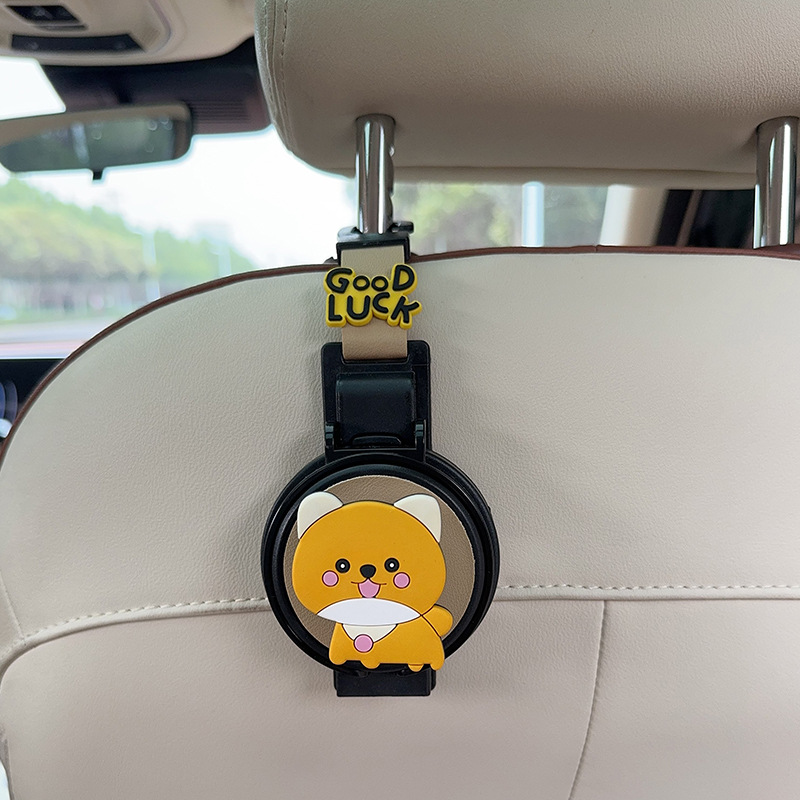 Multifunctional 2-in-1 Rear: FAW Car cup holder/beverage holder - cup-holderhook-2-in-1-beige-dog