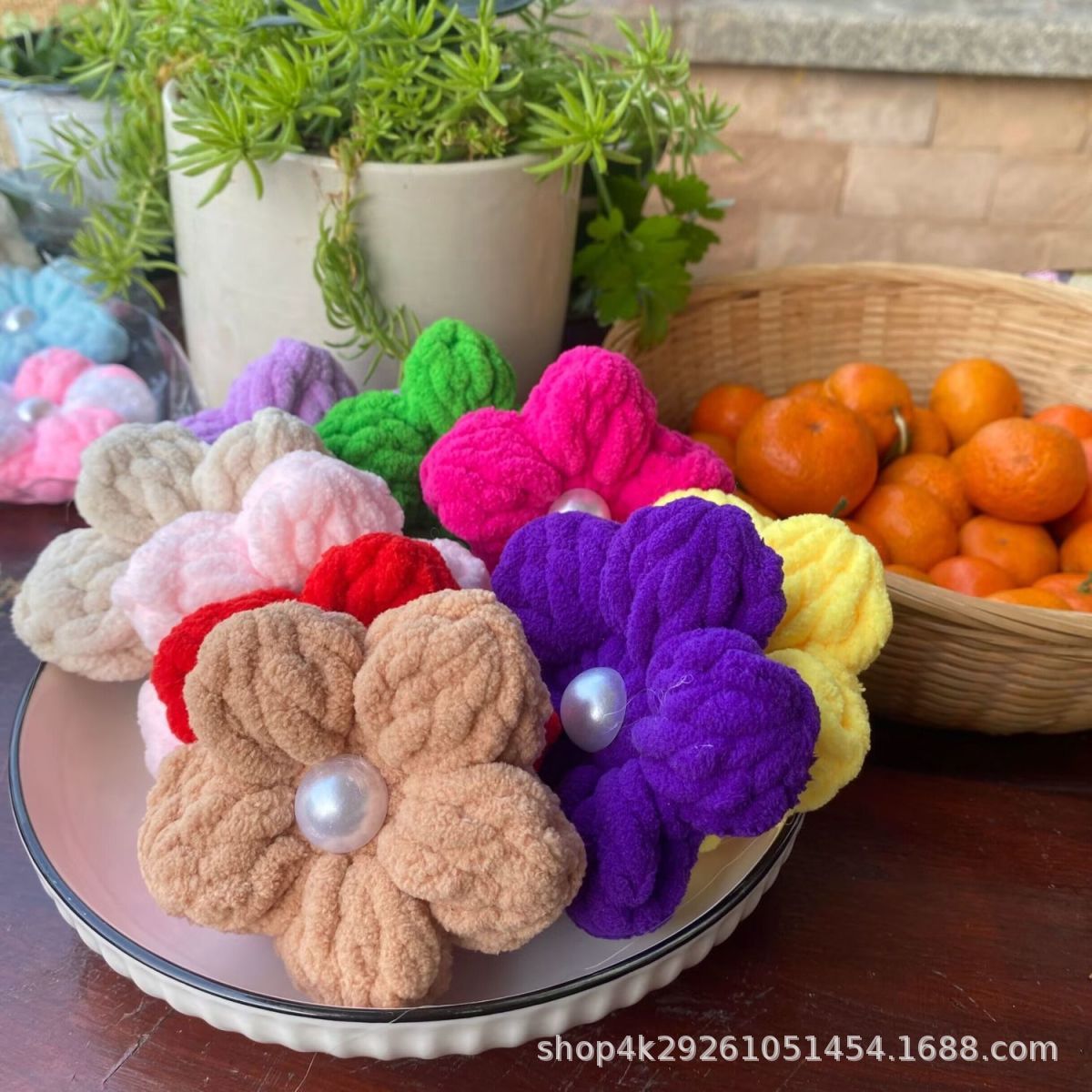 挂饰挂件花手钩花 抖音同款冰条泡芙花 鞋帽包包服装辅料花朵配饰