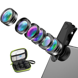 Apexel Cross-Border Multifunctional Filter Fisheye Wide-Angle Macro Telephoto Polarizing Six-In-One Set Mobile Phone Lens