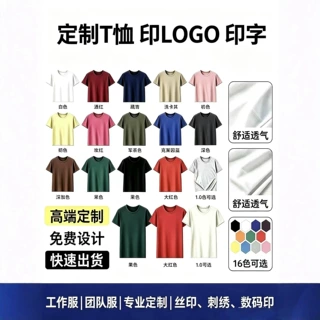 220克纯棉T恤女定制LOGO工作服文化广告衫班服印字工服装订做短袖