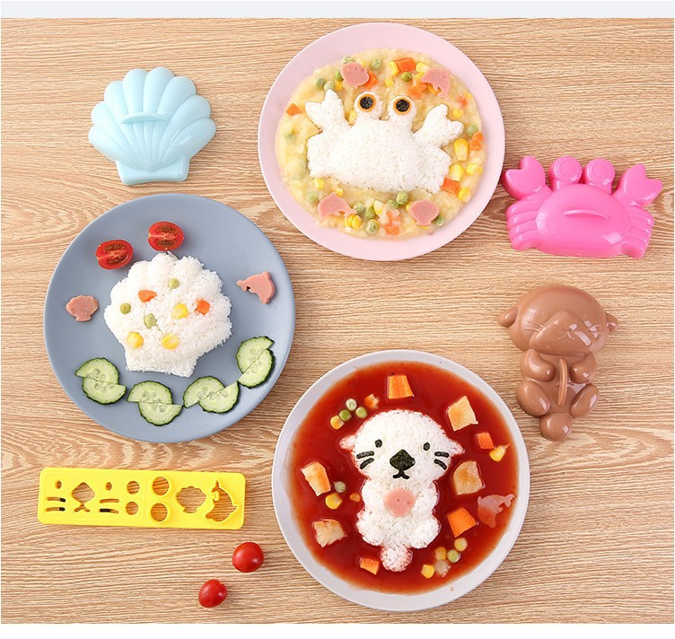 stampo per palline di riso serie di palline di riso con animali marini guscio di granchio lontra di mare stampo per riso stampo per curry per bambini_voghion.com