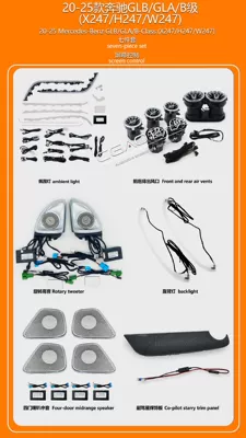 Mercedes-Benz Glb/Gla/B-Class/X247/H247/W247 Ambient: Panel (Dashboard) işıqlandırması - 20-25-mercedes-benz-glbglab-classseven-piece-set