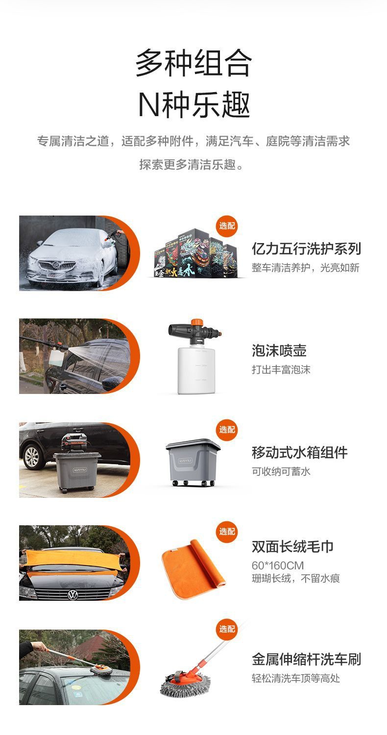 Yili 4421 2000W Brushless Induction Silent High Pressure Car Washer