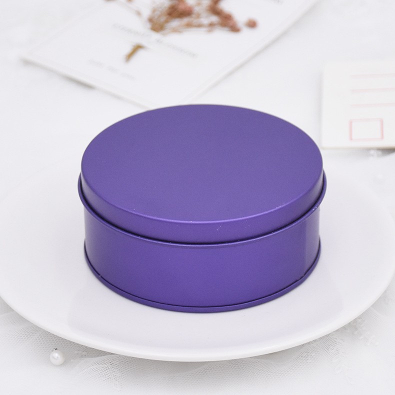 Fábrica redonda caja de hojalata galleta caja de metal embalaje boda caja de dulces regalo hierro puede diámetro 10cm