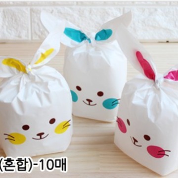 现货新款韩式三色胡须兔耳朵袋 糖果袋 回礼包装袋 50个装10*17