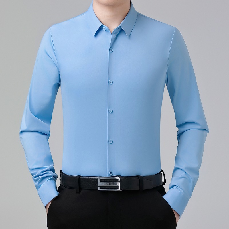 桑蚕丝衬衫男春秋百搭免烫职业男装衬衣商务休闲男式正装免烫耐磨