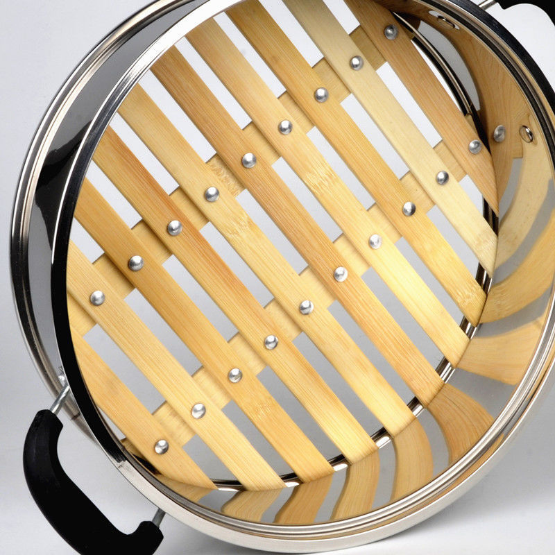 Household Elevated Stainless Steel Bamboo Bottom Steamer Tray Bamboo Steamer Steamer Grid Anti-Exposure Electric Hot Pot Grate