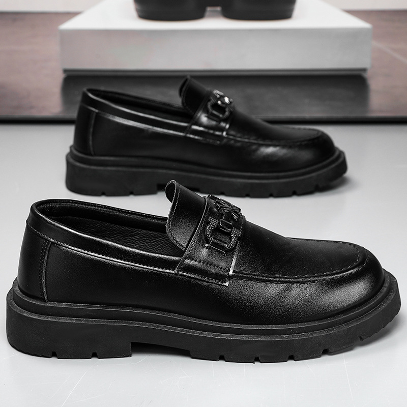 Otoño nuevo retro británico negocios zapatos de cuero suave inferior cómodo pelo estilista zapatos de moda transpirable punta redonda zapatos casuales de los hombres image 4