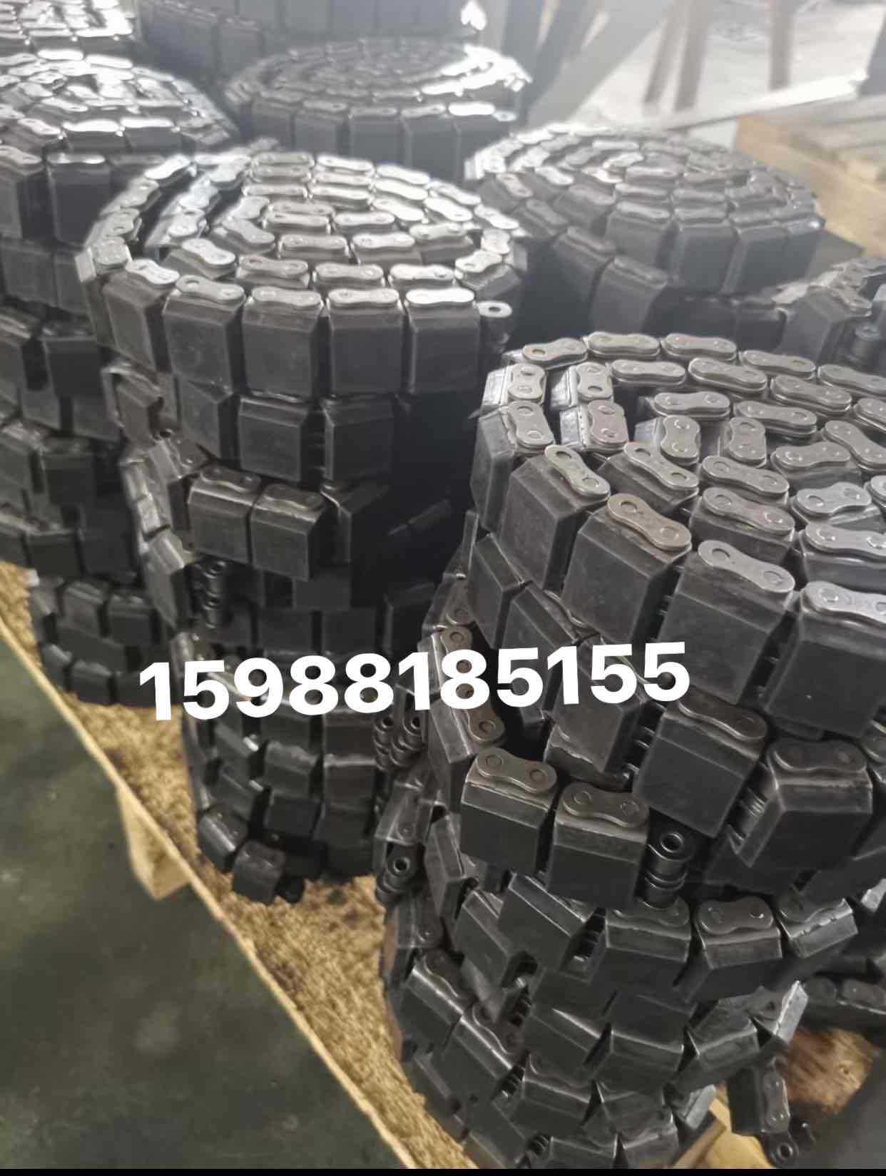 08B-G2带橡胶块U型盖板输送链坦克链10A12A5分双排不锈钢盖板链条