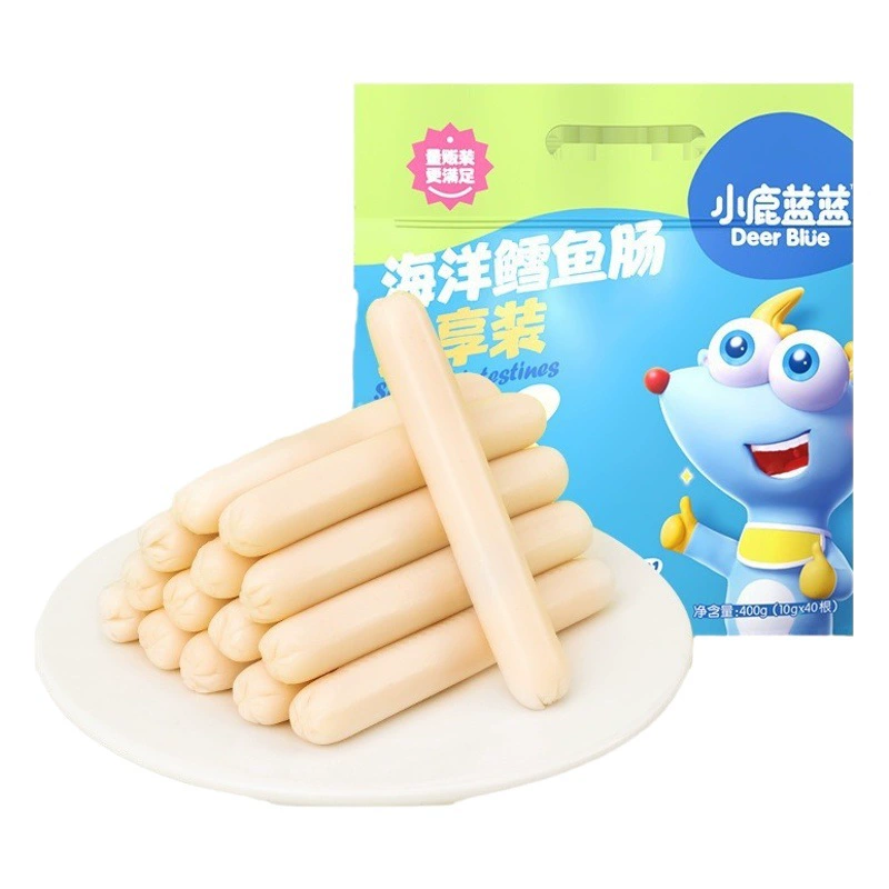 Официальный флаг, натуральная палевая синяя колбаса трески, 400 г, колбаса трески, готовая к употреблению колбаса с ветчиной, детская закуска, бренд