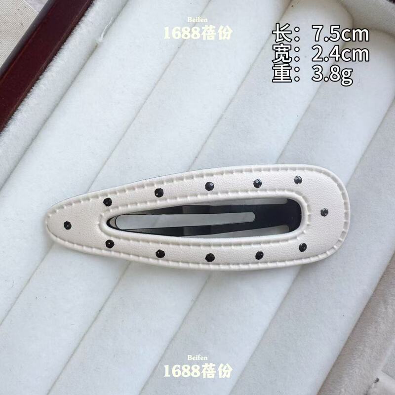 简约百搭黑白波点皮质水滴BB夹侧边刘海夹可爱猫咪碎发夹ins发饰|undefined