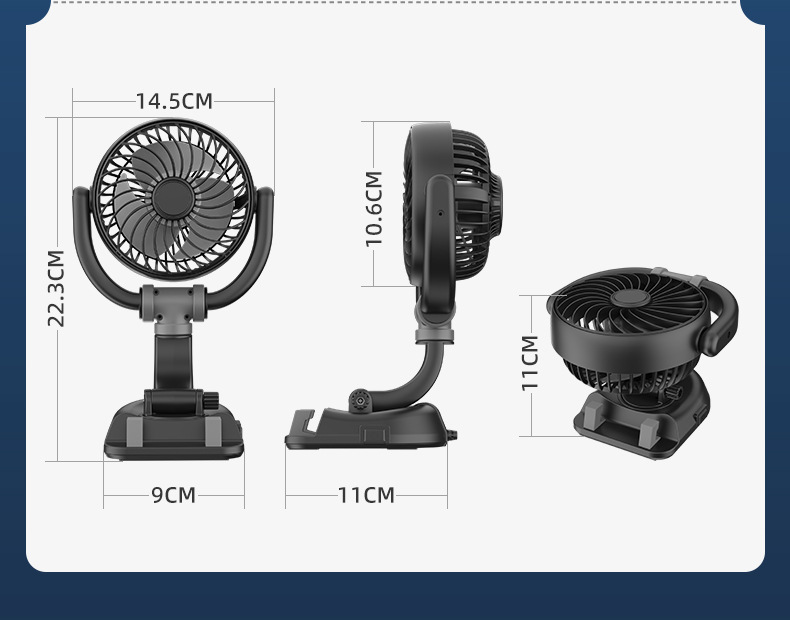 New Energy Vehicle-Mounted Electric Fan, Suction Cup Type Car Fan, In-Car Summer Cooling Fan, USB Interface Small Appliance