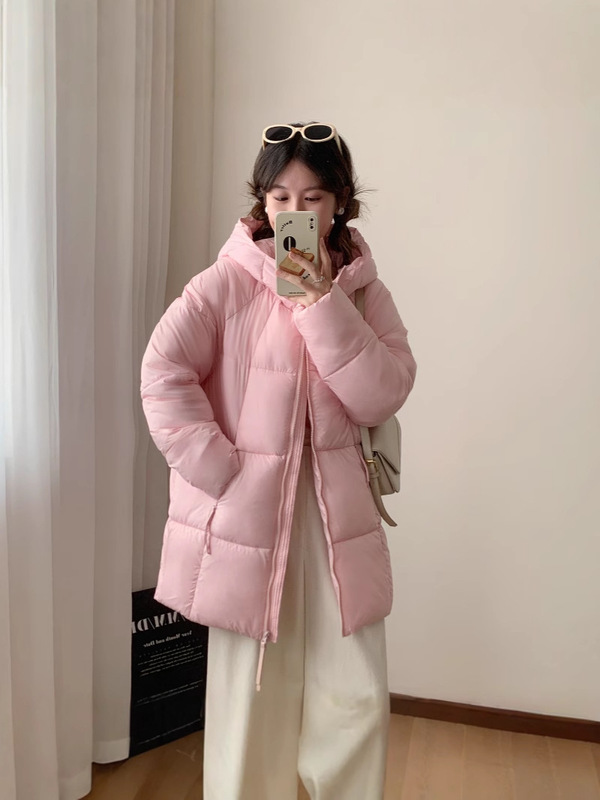 泡芙感轻柔面包服2025冬季新韩版宽松连帽棉服女中长款棉衣女外套|undefined